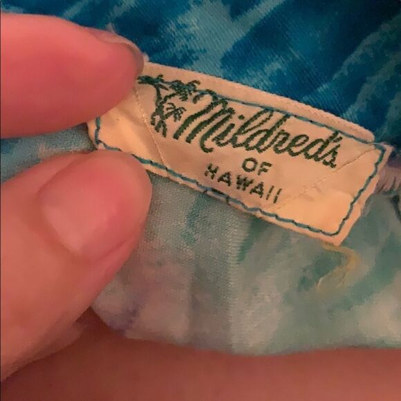 Vtg 60s Mildred’s of Hawaii blue/green dress - Picture 8 of 10